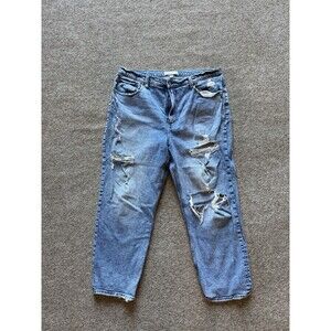 Abercrombie & Fitch Curve Love Women's 18 Blue Denim Distressed High Rise Jeans